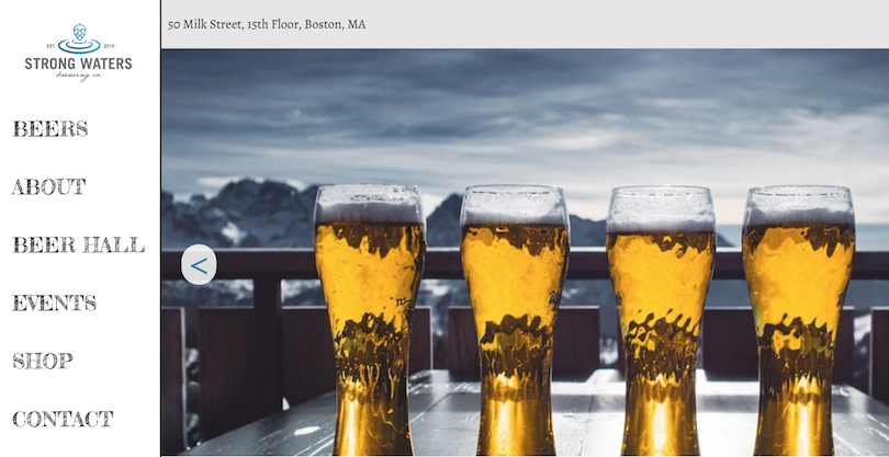 Screenshot of a mock brewery website