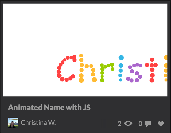 Screenshot of a project on CodePen