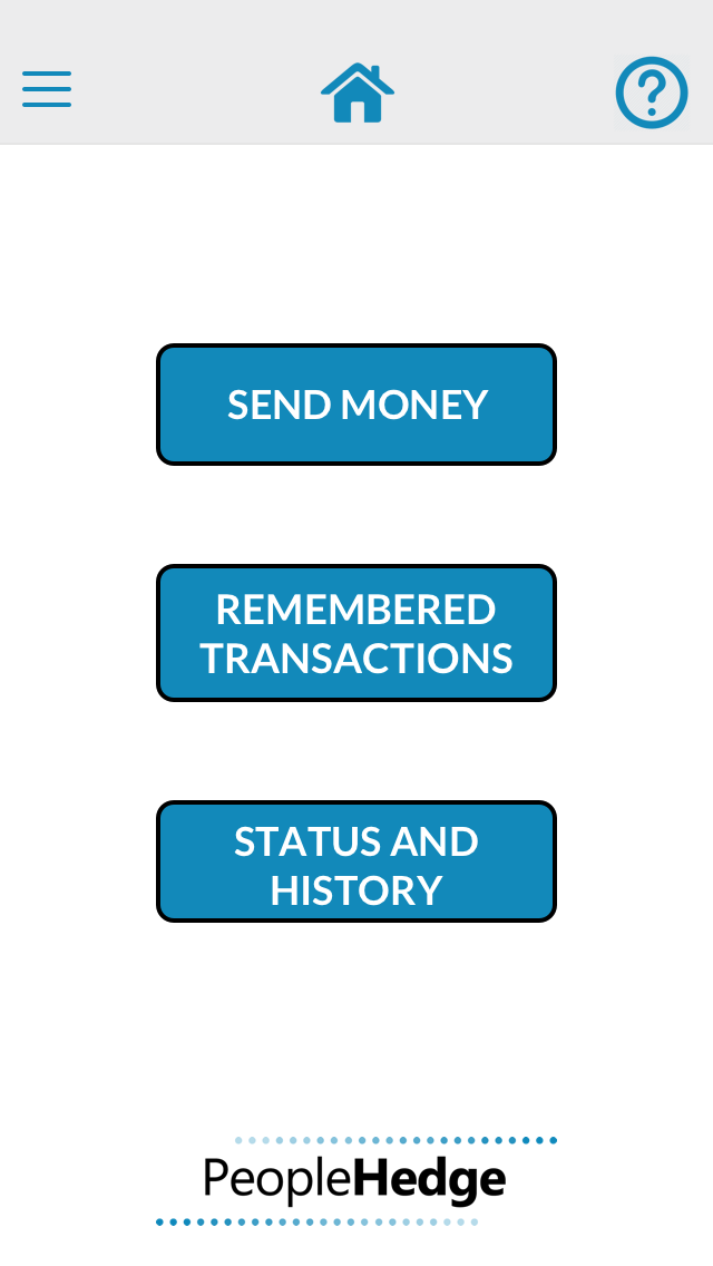 Screenshot of mobile app for foreign exchange