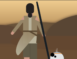 Screenshot of Rey and BB-8 made from HTML and CSS